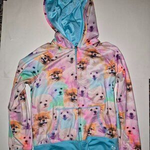 Justice girls hoodies dog Puppies pictures pastel colors size 6